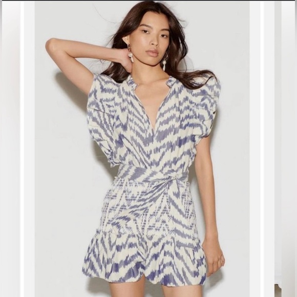 SAYLOR NYC Jaina Revolve Mini Dress Casual Beachy Cotton Indigo Size Medium - Picture 1 of 9